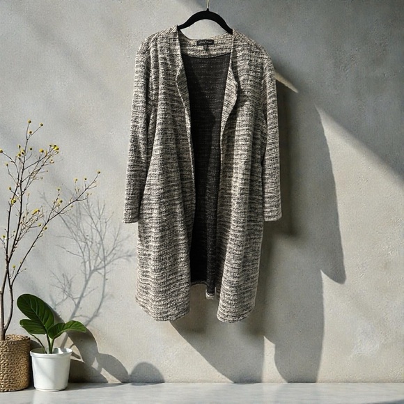 Slinky Brand Sweaters - Slinky Brand Textured Gray Cardigan